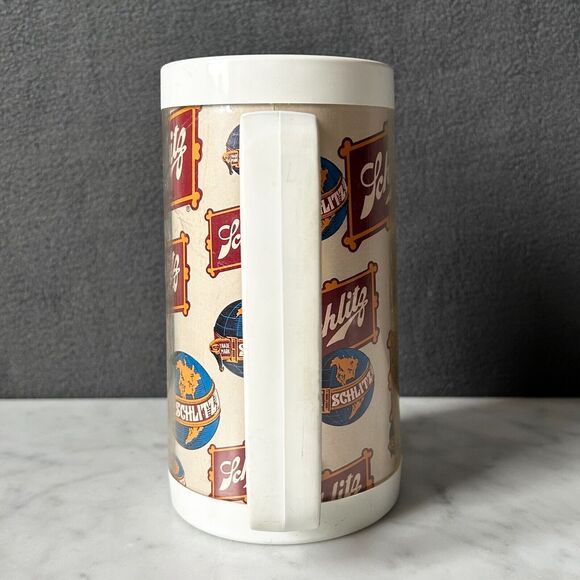 Vintage Schlitz Beer Insulated Mug West Bend Plastic Thermo-Serv Mug Made in USA - Picture 4 of 6